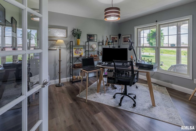 3160 Sycamore Rd, Carterville, IL 62918 - office with baseboards, healthy amount of natural light, and dark wood-style floors