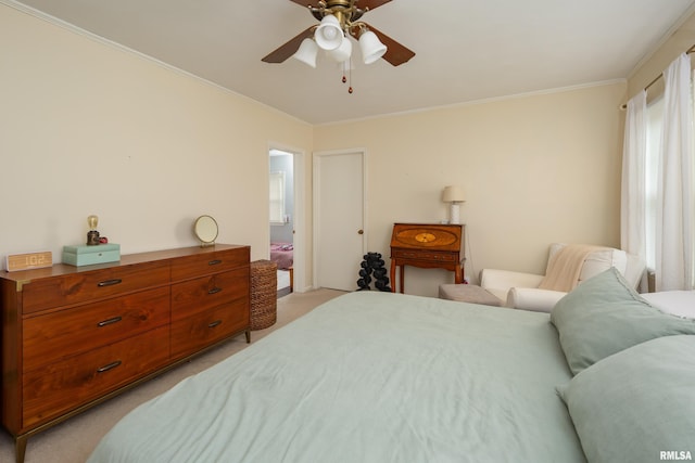 807 Spalding Blvd, Davenport, IA 52804 - bedroom with ornamental molding, light colored carpet, and a ceiling fan