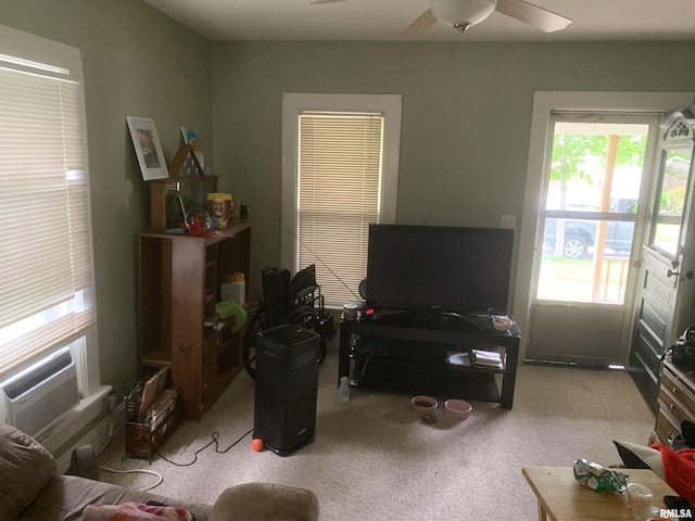 1424 29th Ave, Moline, IL 61265 - carpeted living area featuring a ceiling fan
