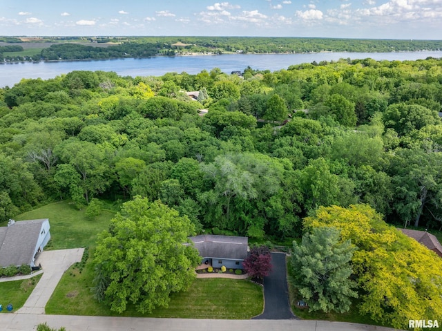 28013 230th St, Le Claire, IA 52753 - drone / aerial view of a large body of water and a heavily wooded area