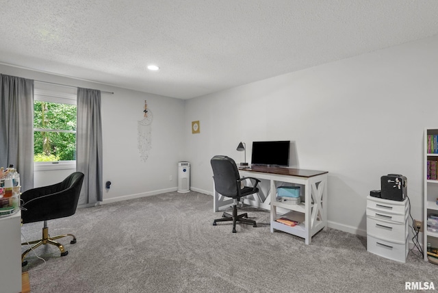 28013 230th St, Le Claire, IA 52753 - carpeted office space featuring a textured ceiling and baseboards