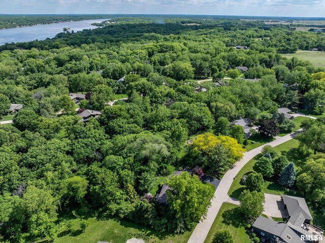 28013 230th St, Le Claire, IA 52753 - drone / aerial view of a heavily wooded area and a large body of water