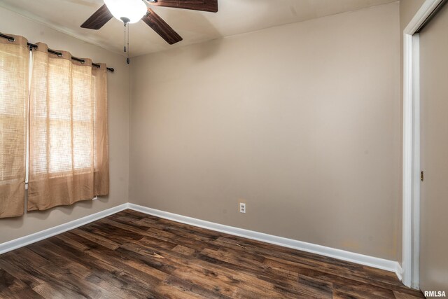615 W Grand Ave, Carterville, IL 62918 - empty room with a ceiling fan, dark wood-style flooring, and baseboards