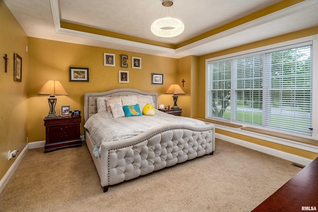 1404 Belle Terre Ct, Herrin, IL 62948 - carpeted bedroom with baseboards and a tray ceiling