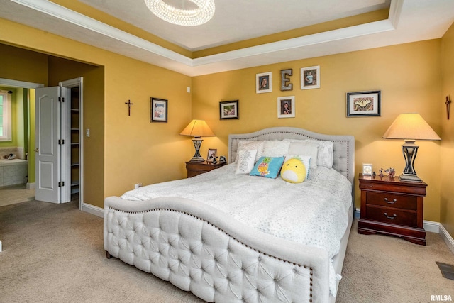 1404 Belle Terre Ct, Herrin, IL 62948 - bedroom featuring carpet flooring, baseboards, and a tray ceiling