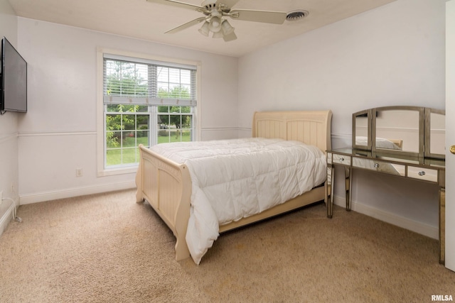 1404 Belle Terre Ct, Herrin, IL 62948 - bedroom featuring light carpet, baseboards, and ceiling fan