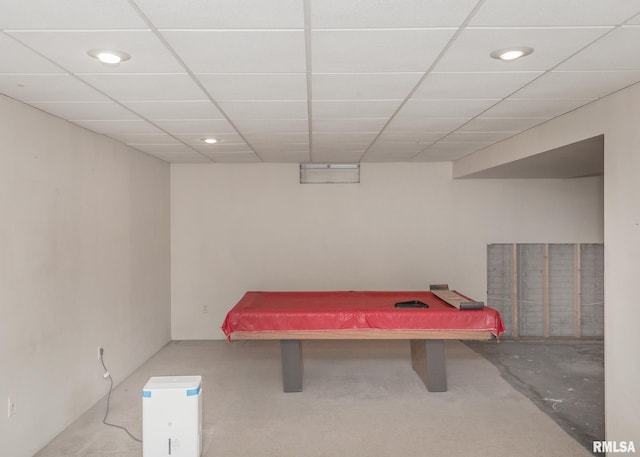 4760 Apple Valley Dr, Bettendorf, IA 52722 - game room with recessed lighting, billiards, a drop ceiling, and carpet