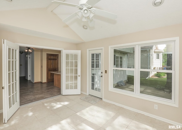 4760 Apple Valley Dr, Bettendorf, IA 52722 - unfurnished sunroom with french doors and vaulted ceiling