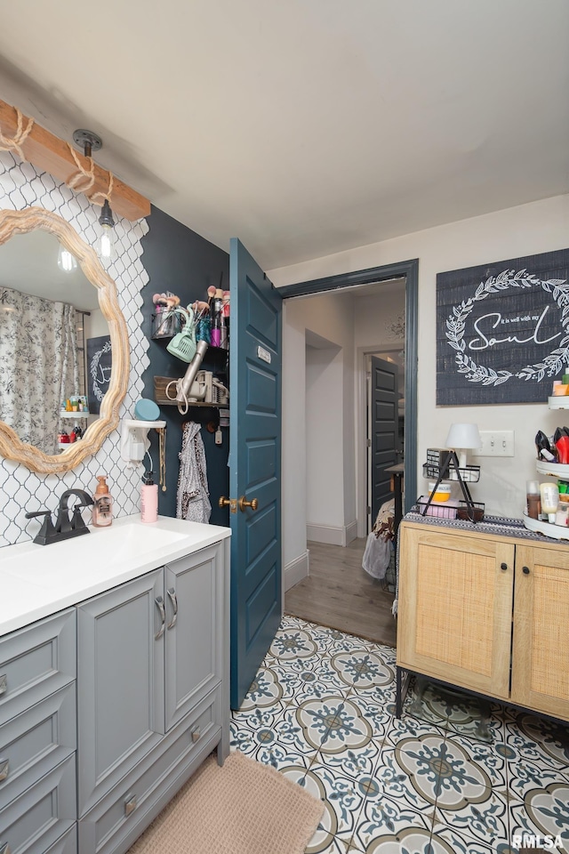 521 E Park St, Geneseo, IL 61254 - bathroom with vanity and tile patterned floors