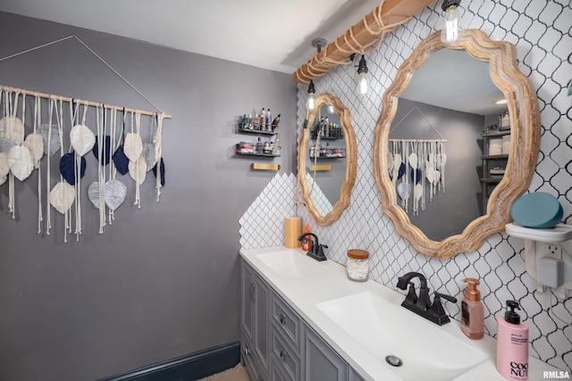 521 E Park St, Geneseo, IL 61254 - bathroom with double vanity and tasteful backsplash