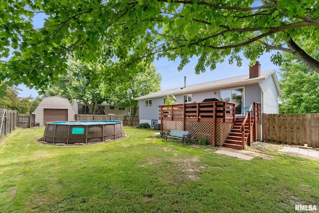 1409 10th Ave, Viola, IL 61486 - view of yard with a wooden deck and stairs