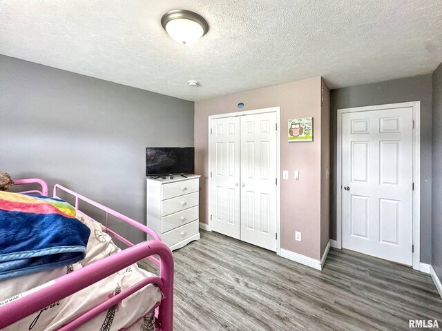 203 Breeze Dr, Carterville, IL 62918 - bedroom featuring wood finished floors, baseboards, a textured ceiling, and a closet