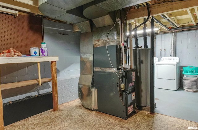 2303 Dunham St, Clinton, IA 52732 - utilities featuring water heater, washer and dryer, and heating unit