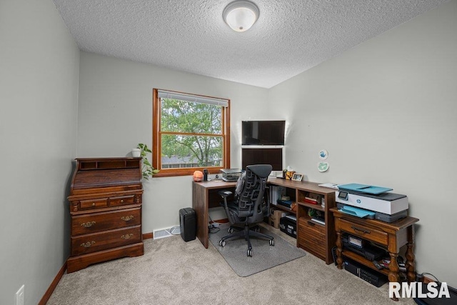 237 Colony Dr, Davenport, IA 52806 - office with a textured ceiling, carpet flooring, and baseboards