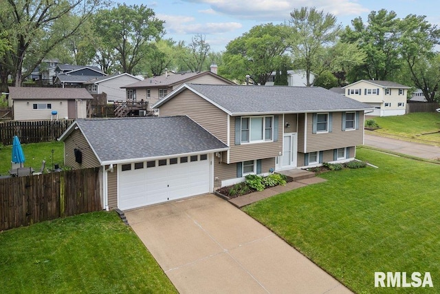 237 Colony Dr, Davenport, IA 52806 - split foyer home with concrete driveway, roof with shingles, a residential view, and an attached garage