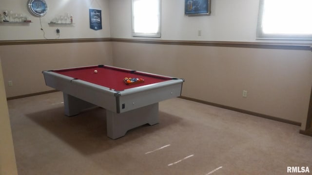 1827 13th Ave, Moline, IL 61265 - game room featuring carpet floors, baseboards, and billiards table