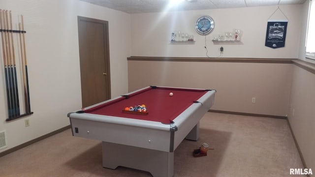 1827 13th Ave, Moline, IL 61265 - recreation room featuring carpet, pool table, and baseboards