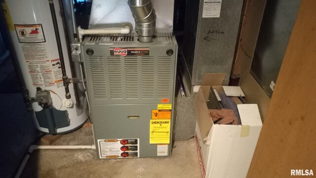 1827 13th Ave, Moline, IL 61265 - utility room featuring gas water heater and heating unit