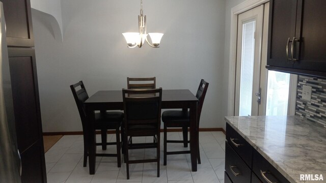 1827 13th Ave, Moline, IL 61265 - dining area with a chandelier, plenty of natural light, and baseboards