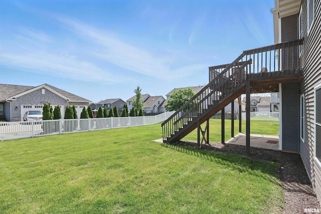 4241 Colorado Dr, Bettendorf, IA 52722 - view of yard featuring stairs, a residential view, and a wooden deck