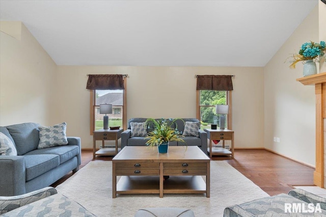 859 45th Ave, East Moline, IL 61244 - living room featuring wood finished floors and vaulted ceiling