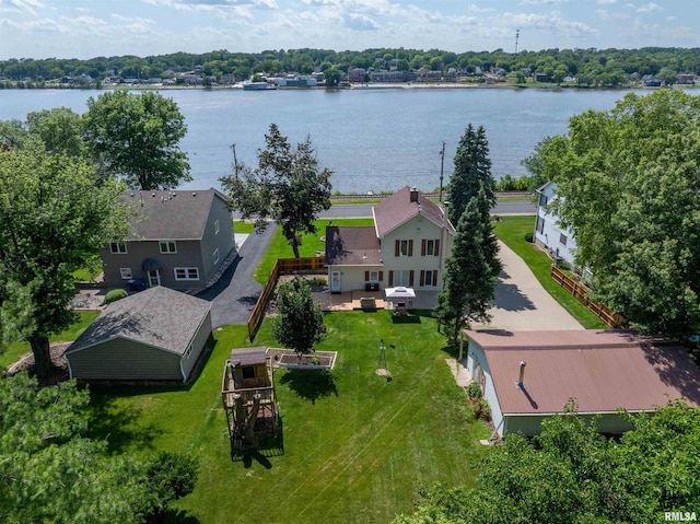 608 S Main St, Port Byron, IL 61275 - view from above of property with a large body of water