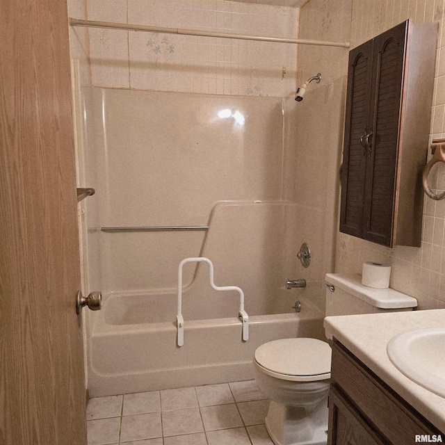 414 S Clayton St, Benton, IL 62812 - bathroom with shower / washtub combination, tile patterned flooring, toilet, and vanity