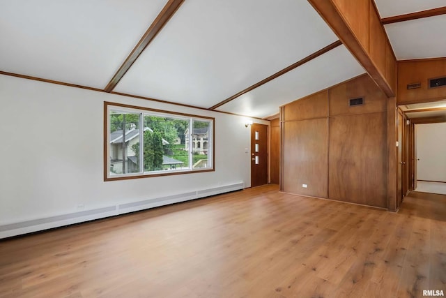 2402 Middle Rd, Davenport, IA 52803 - unfurnished living room with light wood-style floors and a baseboard radiator
