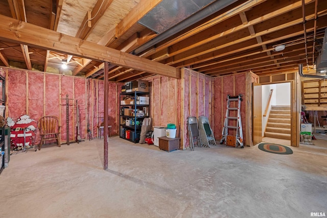 5142 Fillmore Ct, Davenport, IA 52806 - unfinished below grade area featuring stairway