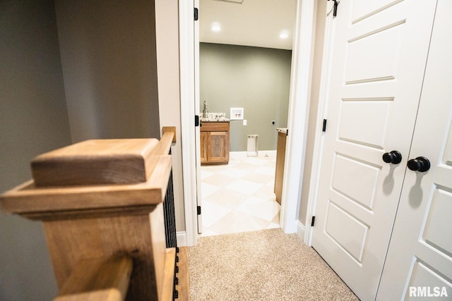 6654 Meghan Ave, Bettendorf, IA 52722 - hallway featuring carpet, recessed lighting, and baseboards