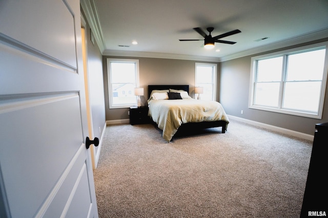 6654 Meghan Ave, Bettendorf, IA 52722 - bedroom with ornamental molding, carpet floors, baseboards, ceiling fan, and recessed lighting