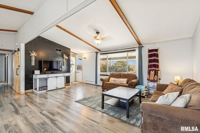 944 45th St, New Boston, IL 61272 - living room with wood finished floors, a baseboard radiator, and baseboards