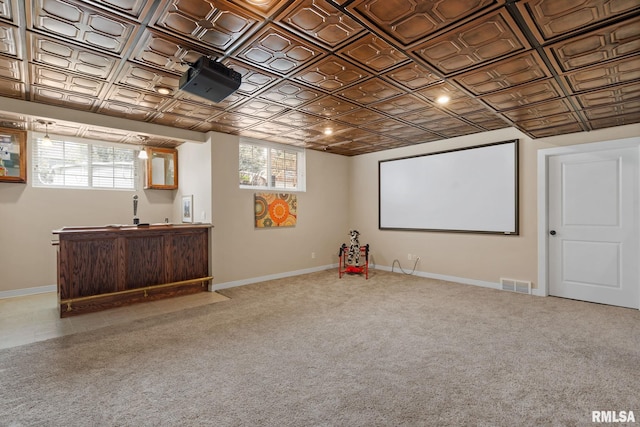 3484 Field Sike Dr, Bettendorf, IA 52722 - home theater with an ornate ceiling, baseboards, and carpet flooring