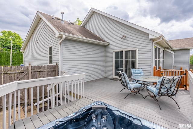 3484 Field Sike Dr, Bettendorf, IA 52722 - wooden terrace with outdoor dining area