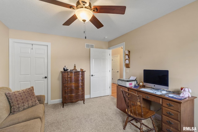 3608 Glengevlin Way, Bettendorf, IA 52722 - office space featuring light carpet, a ceiling fan, and baseboards