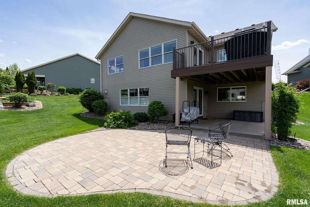 3608 Glengevlin Way, Bettendorf, IA 52722 - back of property with a patio, a yard, and a balcony