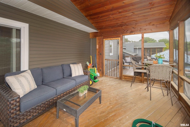 1425 W 48th St, Davenport, IA 52806 - sunroom with an outdoor living space and vaulted ceiling
