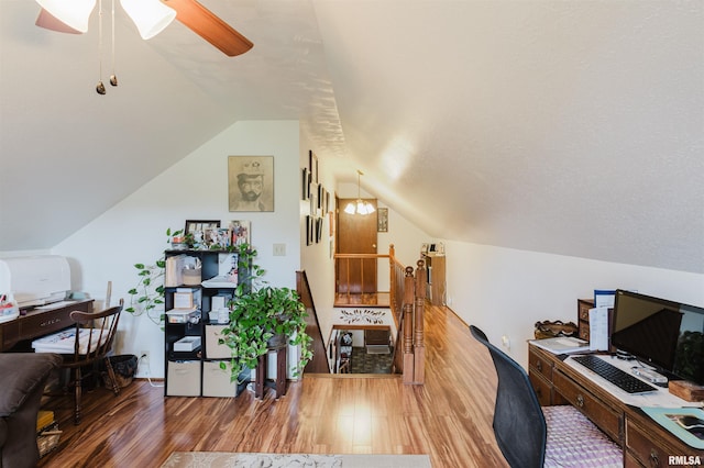1408 Newton Ave, Johnston City, IL 62951 - office space with lofted ceiling, wood finished floors, and ceiling fan