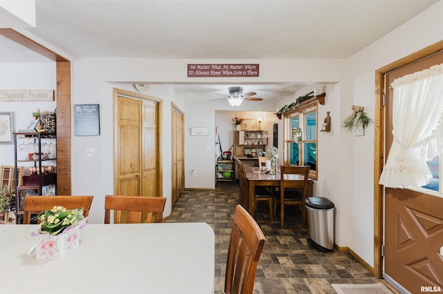 1408 Newton Ave, Johnston City, IL 62951 - dining area featuring baseboards and ceiling fan