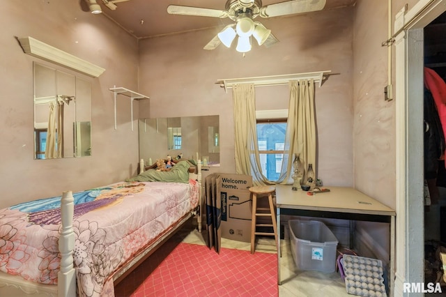 201 4th St, New Boston, IL 61272 - bedroom with ceiling fan