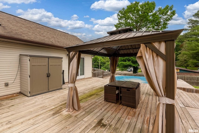 611 E Grand Ave, Carterville, IL 62918 - wooden terrace with a gazebo and a covered pool