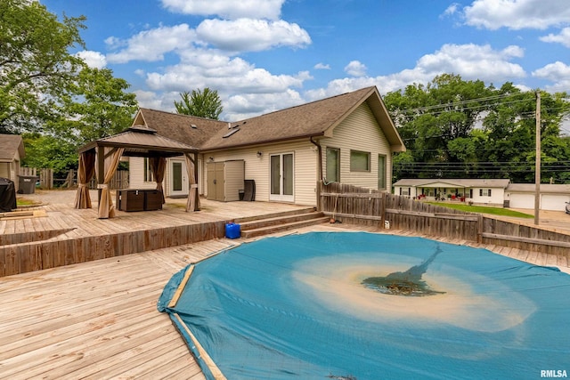 611 E Grand Ave, Carterville, IL 62918 - view of pool with a gazebo and a wooden deck