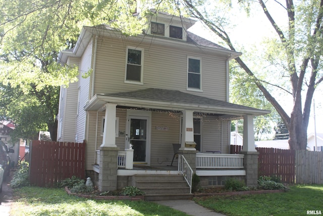 1602 37th St, Rock Island, IL 61201 - american foursquare style home with covered porch and a shingled roof