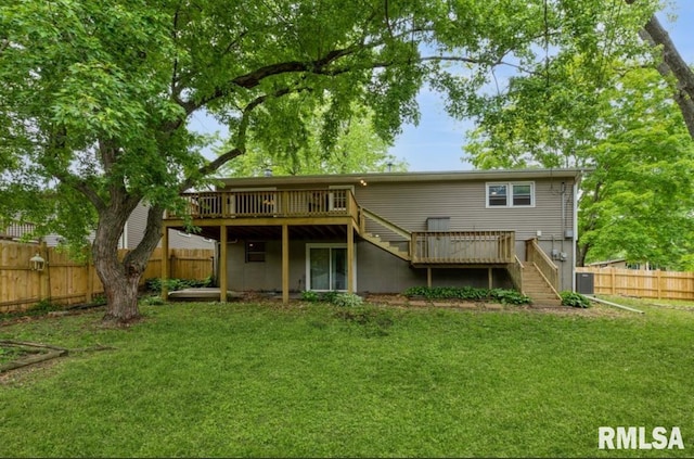3071 S Hampton Dr, Bettendorf, IA 52722 - rear view of property featuring stairs and a wooden deck