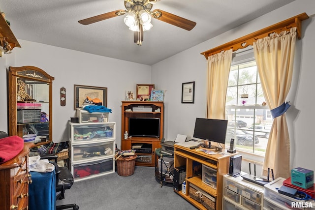 1415 W 59th St, Davenport, IA 52806 - home office featuring carpet floors and a ceiling fan