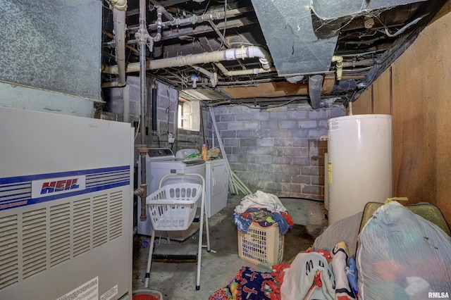 627 5th Ave S, Clinton, IA 52732 - below grade area with water heater, washer and dryer, and heating unit