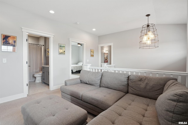 4691 Hidden Lake Ct, Bettendorf, IA 52722 - living area featuring light carpet, baseboards, and recessed lighting
