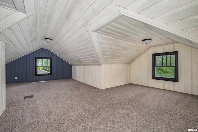 1522 Bridge Ave, Davenport, IA 52803 - bonus room featuring vaulted ceiling, carpet, and wood walls