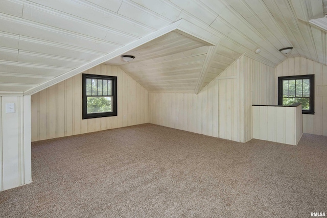 1522 Bridge Ave, Davenport, IA 52803 - additional living space featuring healthy amount of natural light, vaulted ceiling, carpet, and wood walls