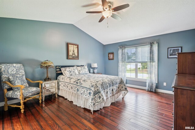7318 35th Avenue Ct, Moline, IL 61265 - bedroom with vaulted ceiling, wood finished floors, baseboards, and ceiling fan